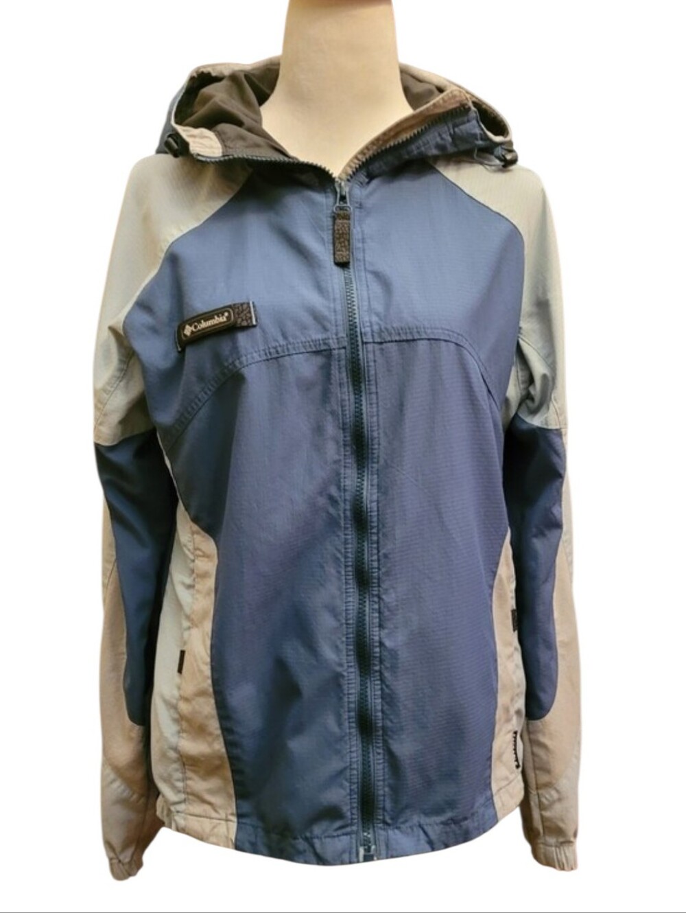 Columbia Two-Tone Blue Hooded Women's Spring Jacket